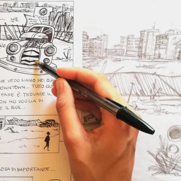 fumetto italiano See you In Downtown , illustrazione origianale a mano di Sofia Candeo Syamhope