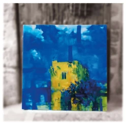 Pittura moderna per arredamento di lusso, combinazione di azzurri e terre